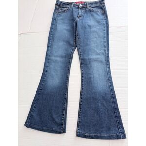 Levis 519 Low Flare Jeans Medium Wash Stretch Denim Juniors 7 JR S Flare Leg